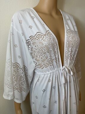 Dotti Beach Cover-Up White V-Neck Tie-Front